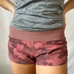 Lululemon Camo Pink/Red Speed Up Shorts